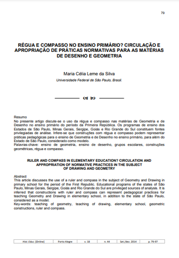 Régua e compasso no ensino primário?: circulação e apropriação de práticas normativas para as matérias de desenho e geometria