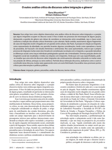 O outro: análise crítica de discursos sobre imigração e gênero