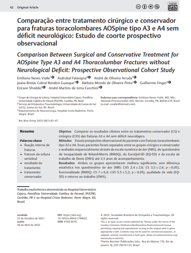 Comparison Between Surgical and Conservative Treatment for AOSpine Type A3 and A4 Thoracolumbar Fractures without Neurological Deficit: Prospective Observational Cohort Study