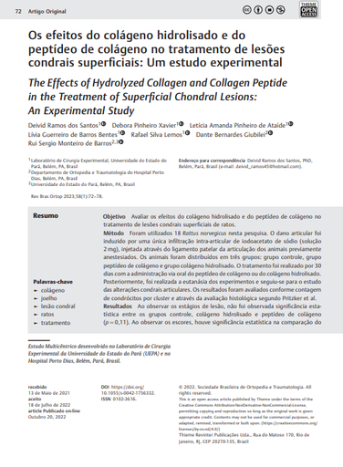 The Effects of Hydrolyzed Collagen and Collagen Peptide in the Treatment of Superficial Chondral Lesions: An Experimental Study