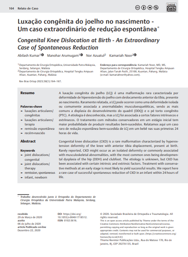 Congenital Knee Dislocation at Birth - An Extraordinary Case of Spontaneous Reduction