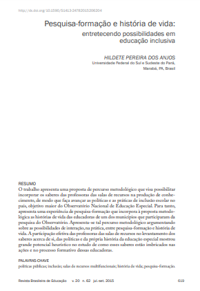 Pesquisa-formação e história de vida: entretecendo possibilidades em educação inclusiva