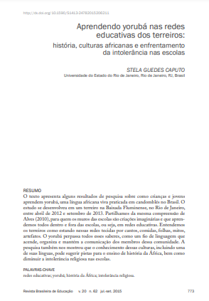 Aprendendo yorubá nas redes educativas dos terreiros: história, culturas africanas e enfrentamento da intolerância nas escolas