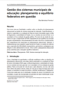 Gestão dos sistemas municipais de educação: planejamento e equilíbrio federativo em questão