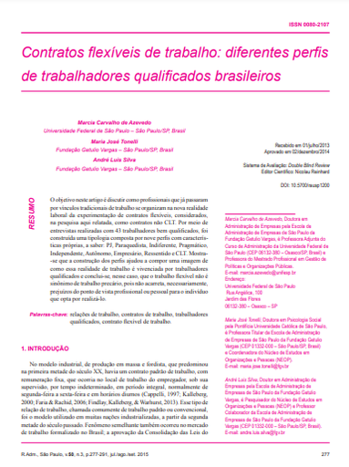 Contratos flexíveis de trabalho: diferentes perfis de trabalhadores qualificados brasileiros