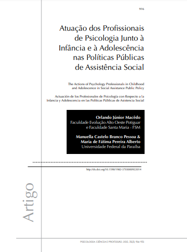 Atuação dos Profissionais de Psicologia Junto à Infância e à Adolescência nas Políticas Públicas de Assistência Social