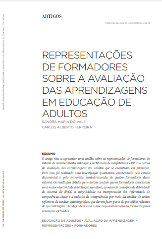 Representações de formadores sobre a avaliação das aprendizagens em educação de adultos