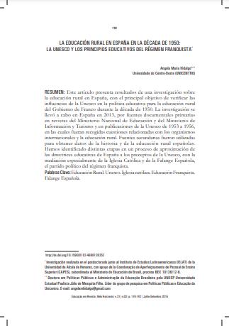 A EDUCAÇÃO RURAL NA ESPANHA NA DÉCADA DE 1950: A UNESCO E OS PRINCÍPIOS EDUCATIVOS DO REGIME FRANQUISTA