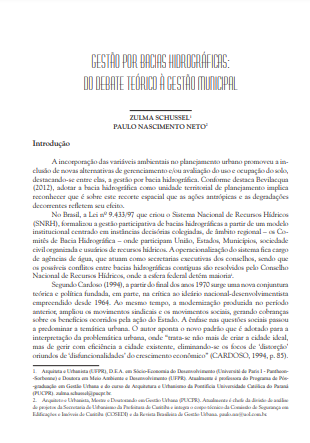 GESTÃO POR BACIAS HIDROGRÁFICAS: DO DEBATE TEÓRICO À GESTÃO MUNICIPAL