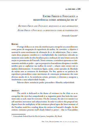 Entre Freud e Foucault: a resistência como afirmação de si