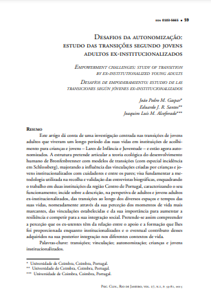 Desafios da autonomização: estudo das transições segundo jovens adultos ex-institucionalizados