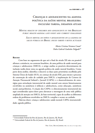 Crianças e adolescentes na agenda política da saúde mental brasileira: inclusão tardia, desafios atuais