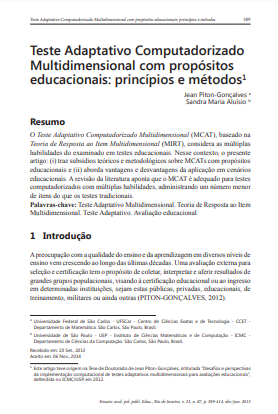 Teste Adaptativo Computadorizado Multidimensional com propósitos educacionais: princípios e métodos