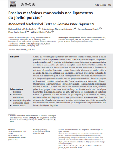 Monoaxial Mechanical Tests on Porcino Knee Ligaments