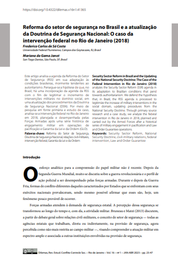 Reforma do setor de segurança no Brasil e a atualização da Doutrina de Segurança Nacional: O caso da intervenção federal no Rio de Janeiro (2018)