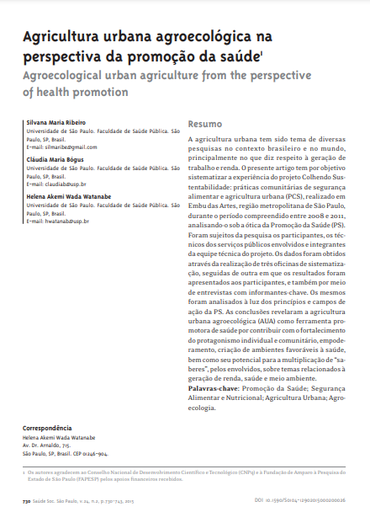 Agricultura urbana agroecológica na perspectiva da promoção da saúde