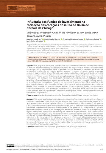 Influência dos fundos de investimento na formação das cotações do milho na Bolsa de Cereais de Chicago