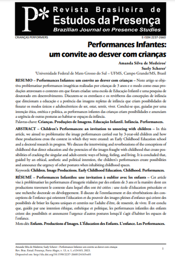 Performances Infantes: um convite ao desver com crianças