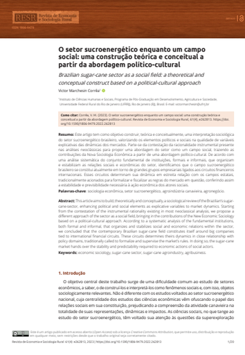 O setor sucroenergético enquanto um campo social: uma construção teórica e conceitual a partir da abordagem político-cultural