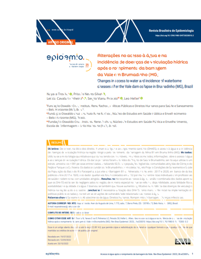 Changes in access to water and incidence of waterborne diseases after the Vale dam collapse in Brumadinho (MG), Brazil
