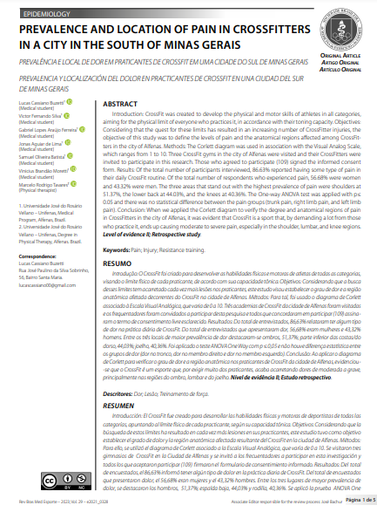 PREVALENCE AND LOCATION OF PAIN IN CROSSFITTERS IN A CITY IN THE SOUTH OF MINAS GERAIS