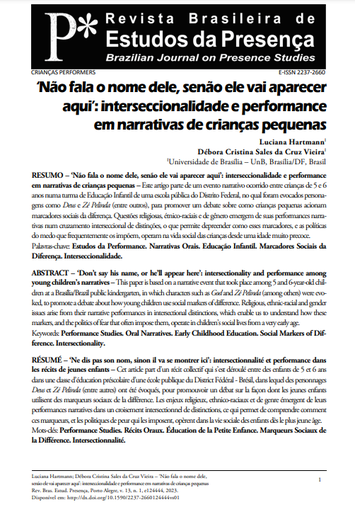 ‘Não fala o nome dele, senão ele vai aparecer aqui’: interseccionalidade e performance em narrativas de crianças pequenas