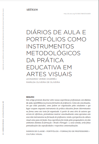 Diários de aula e portfólios como instrumentos metodológicos da prática educativa em artes visuais