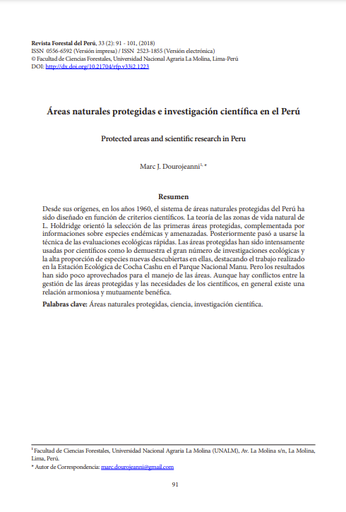 Áreas naturales protegidas e investigación científica en el Perú