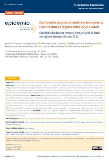 Spatial distribution and temporal trends of AIDS in Brazil and regions between 2005 and 2020