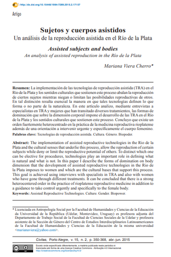 Sujetos y cuerpos asistidos: Un análisis de la reproducción asistida en el Río de la Plata
