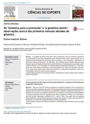 Da ‘Ginástica para a juventude’ a ‘A ginástica alemã’: observações acerca dos primeiros manuais alemães de ginástica