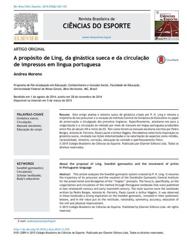 A propósito de Ling, da ginástica sueca e da circulação de impressos em língua portuguesa