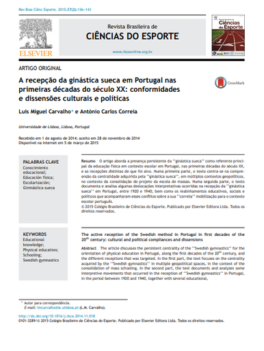 A recepção da ginástica sueca em Portugal nas primeiras décadas do século XX: conformidades e dissensões culturais e políticas