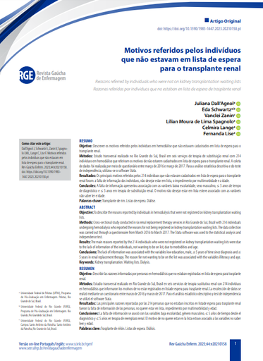 Reasons referred by individuals who were not on kidney transplantation waiting lists