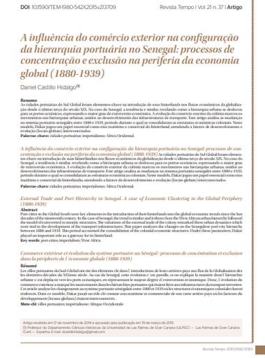 A influência do comércio exterior na configuração da hierarquia portuária no Senegal: processos de concentração e exclusão na periferia da economia global (1880-1939)