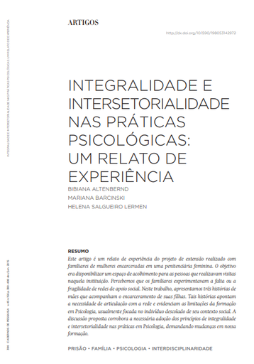 Integralidade e intersetorialidade nas práticas psicológicas: um relato de experiência