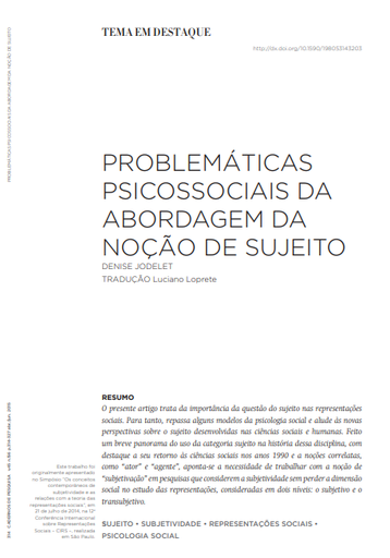 Problemáticas psicossociais da abordagem da noção de sujeito