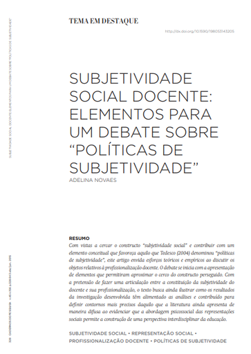 Subjetividade social docente: elementos para um debate sobre &quot;políticas de subjetividade&quot;