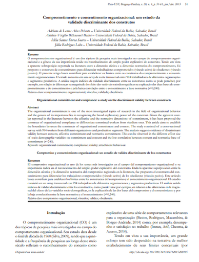 Comprometimento e consentimento organizacional: um estudo da validade discriminante dos construtos