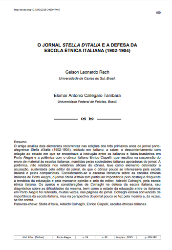 O jornal Stella d'Italia e a defesa da escola étnica italiana (1902-1904)