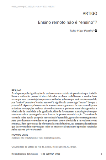Ensino remoto não é “ensino”?