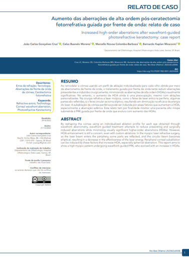 Aumento das aberrações de alta ordem pós-ceratectomia fotorrefrativa guiada por frente de onda: relato de caso