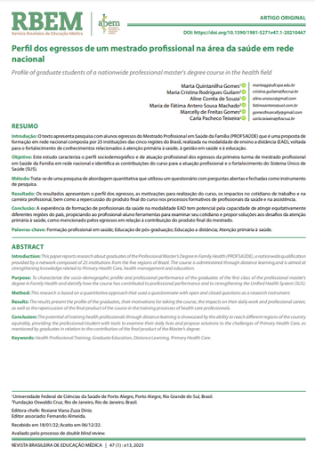 Perfil dos egressos de um mestrado profissional na área da saúde em rede nacional