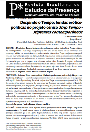 Despindo o Tempo: fendas eróticopolíticas no projeto cênico Strip Tempo - stipteases contemporâneos