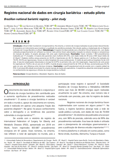 Brazilian national bariatric registry - pilot study