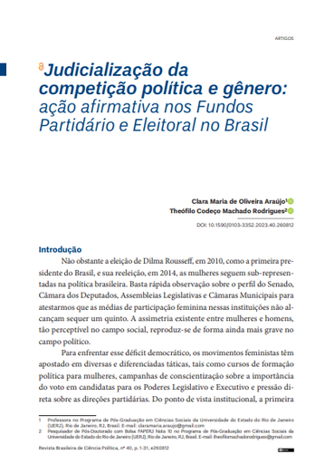 Judicialização da competição política e gênero: ação afirmativa nos Fundos Partidário e Eleitoral no Brasil