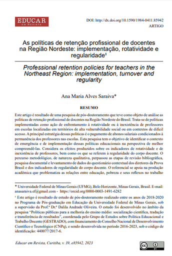 As políticas de retenção profissional de docentes na Região Nordeste: implementação, rotatividade e regularidade