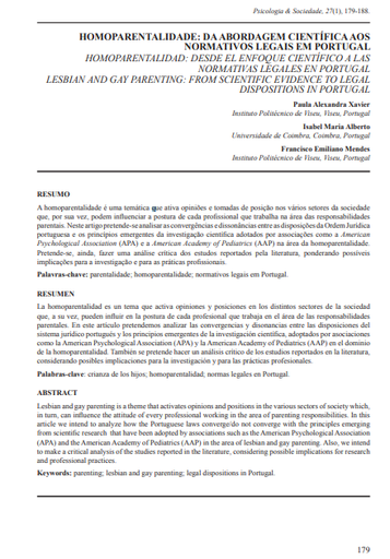HOMOPARENTALIDADE: DA ABORDAGEM CIENTÍFICA AOS NORMATIVOS LEGAIS EM PORTUGAL