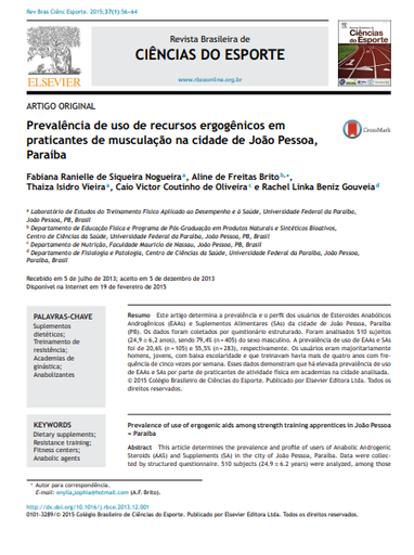 Prevalência de uso de recursos ergogênicos em praticantes de musculação na cidade de João Pessoa, Paraíba