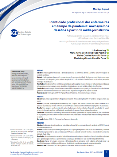 Professional identity of nurses in pandemic times: new/old challenges reproduced in news media